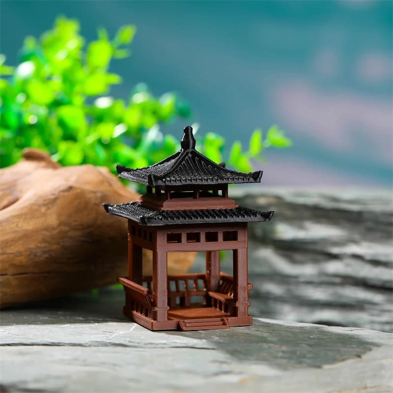 Statua Mini Pagoda 3cm 4cm, Gazebo Bonsai in Miniatura, Micro Paesaggio, Padiglione Esagonale, Statuetta, Ornamento Piccolo Padiglione