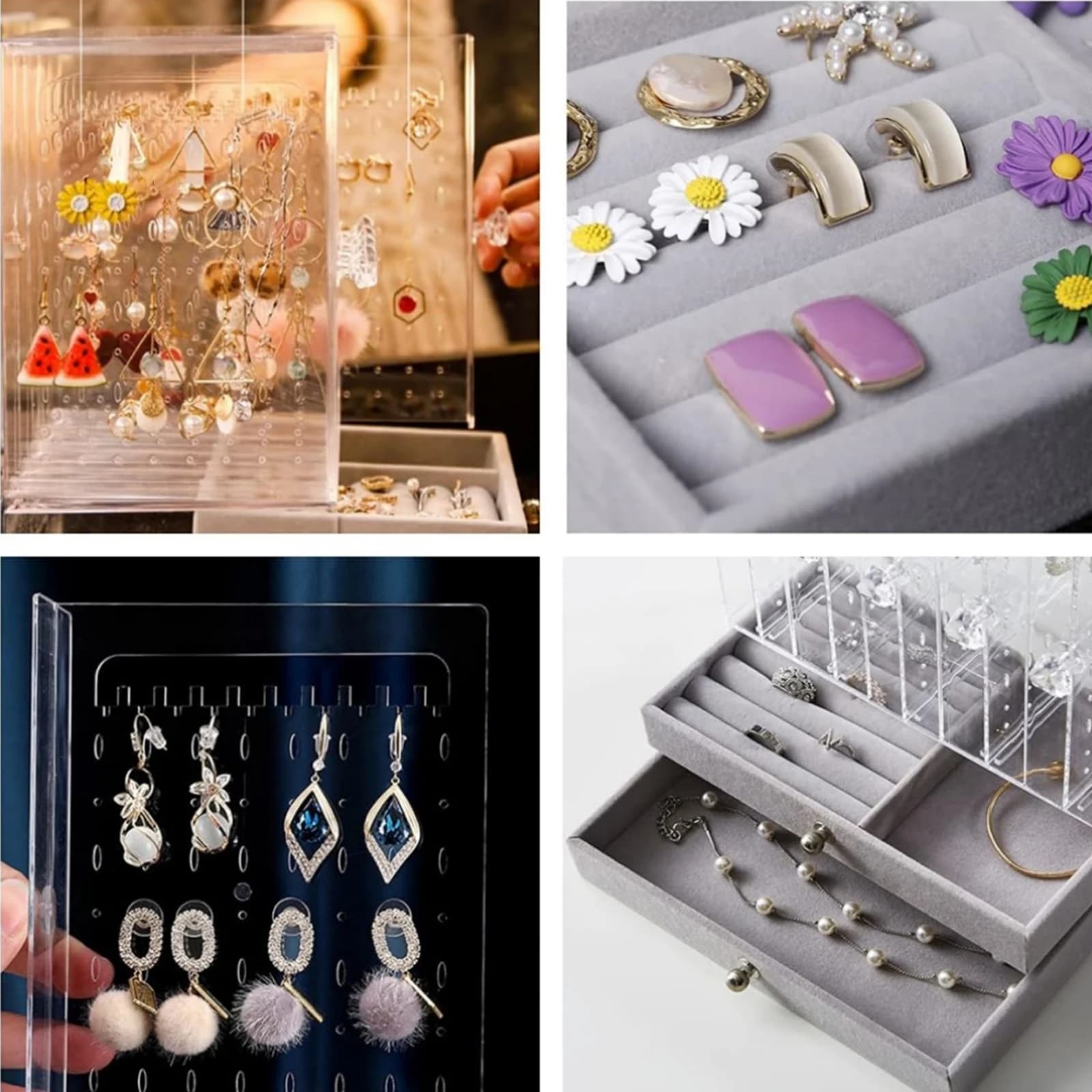 Vertical Exhibitor for Earrings with Drawers, Transparent Box for Jewelry, Bracelets, Rings and Collars