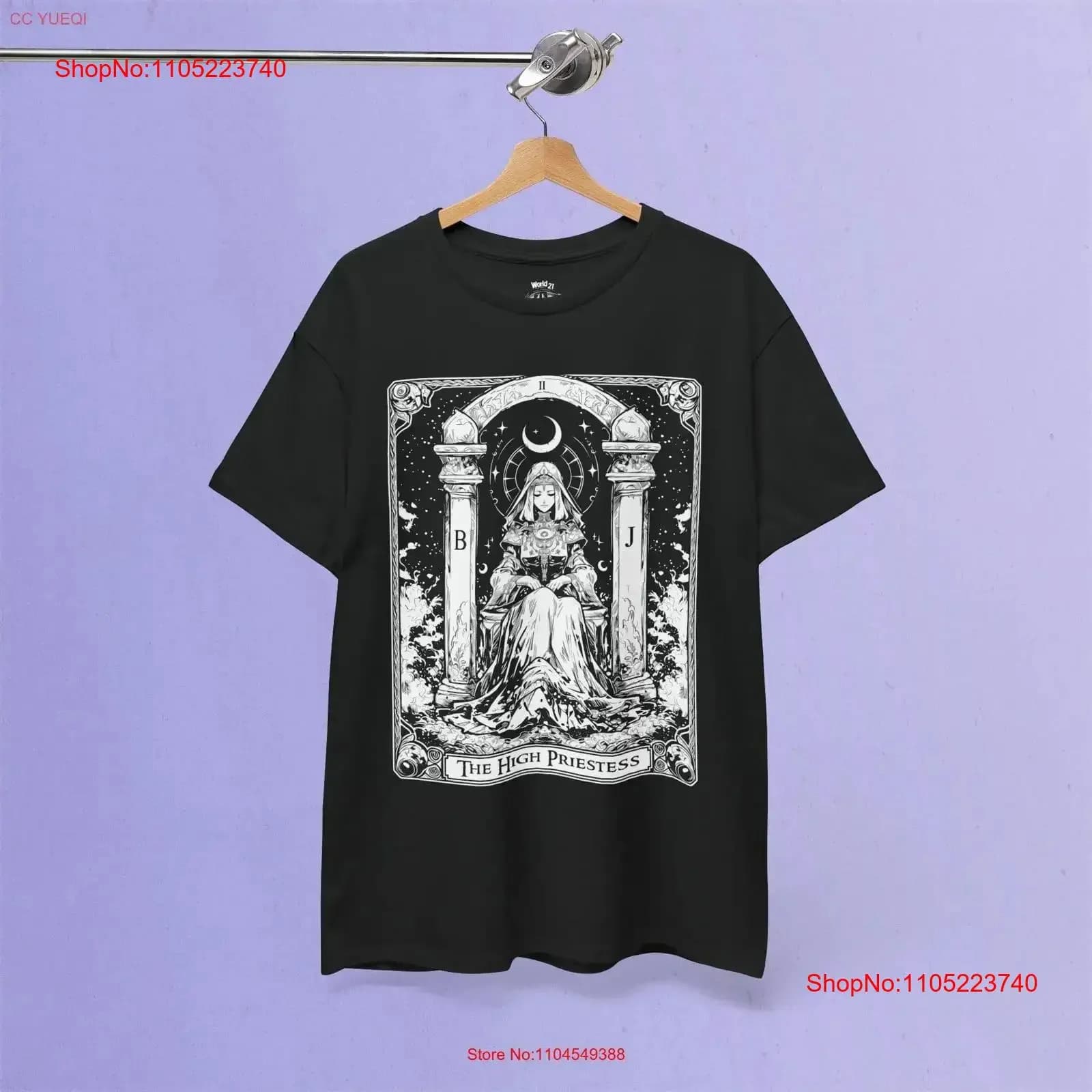 THE HIGH PRIESTESS Tarocchi Card T Shirt Gothic Witchy Major Arcana Abbigliamento occulto Grunge vintage Abiti firmati lavati