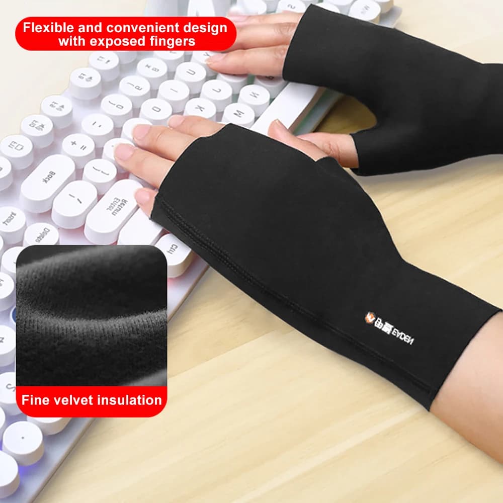 1 paio di guanti senza dita, invernali, spessi, corti ed elasticizzati, per scrivere in ufficio, usare il telefono, per l'artrite