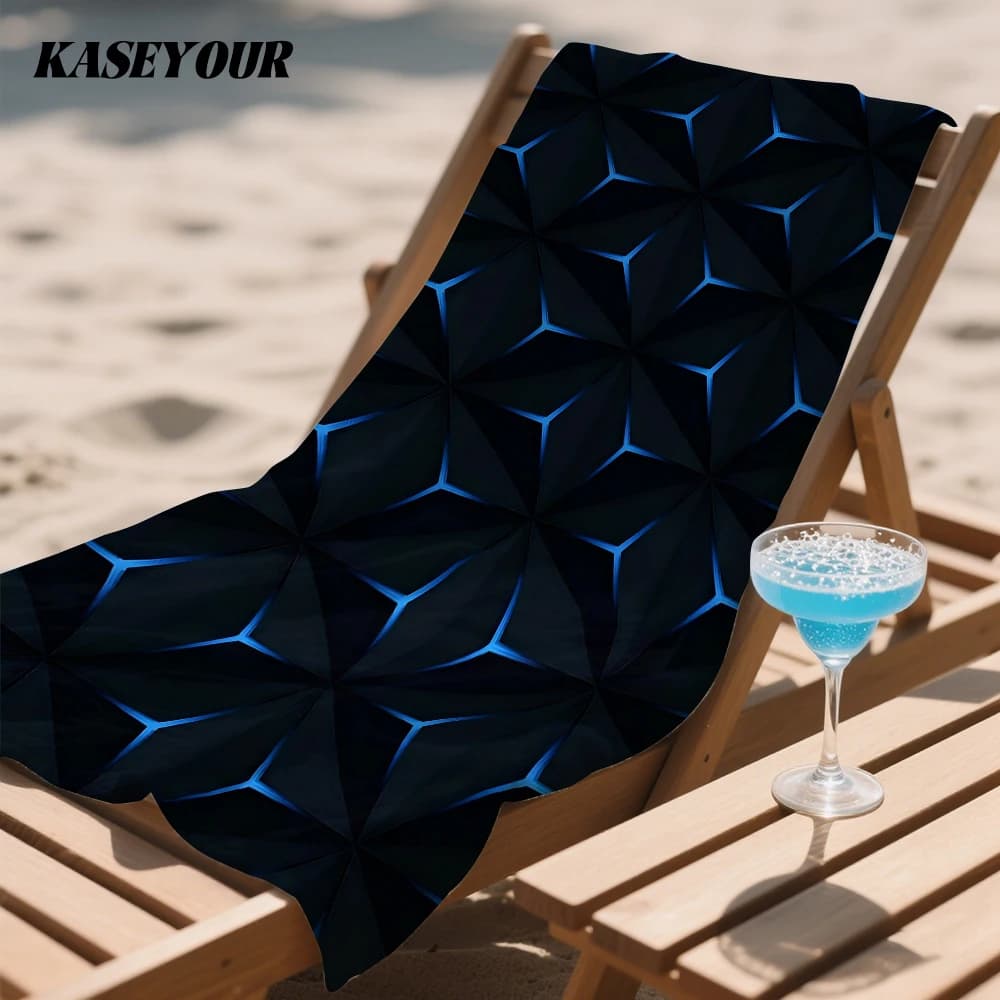 Neon Geometry Oversized Microfiber Beach Towel Sand Proof Quick Dry, Absorbent for Swimming Pool Travel Camping