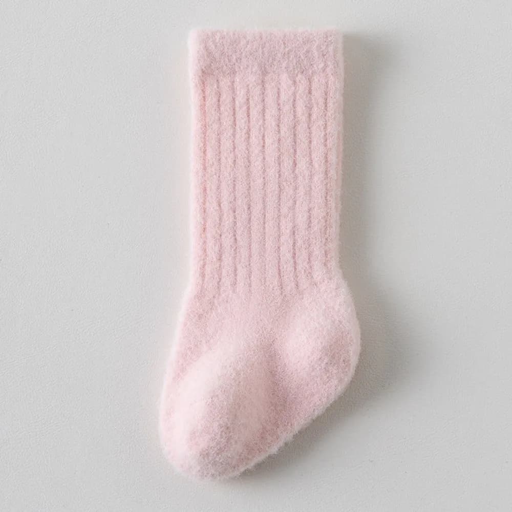 New Velvet Terry Baby Socks Mid Tube Solid Color Indoor Stockings Thicken Warm Comfortable Knitted Socks for Cold Season