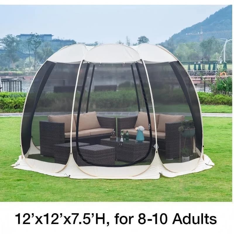Tenda da Festa a 6 Lati con Schermo a Rete, Resistente e Impermeabile, per Campeggio, Giardino e Feste all'Aperto