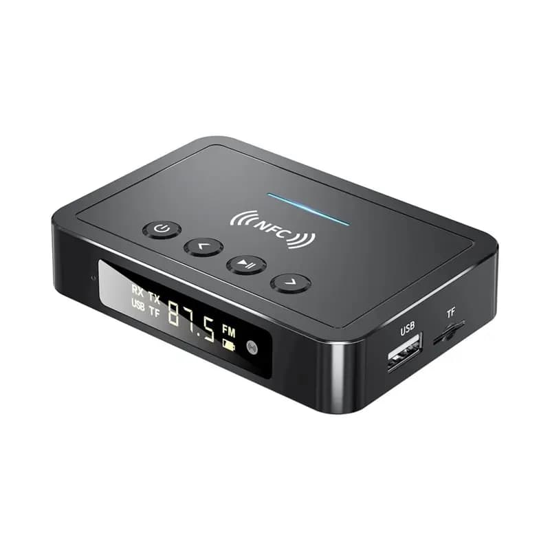 FEDI-NFC Ricevitore e Trasmettitore Bluetooth 6.0 FM Stereo Jack 3.5mm Adattatore Audio Wireless 3 in 1 per TV e Altoparlanti Auto