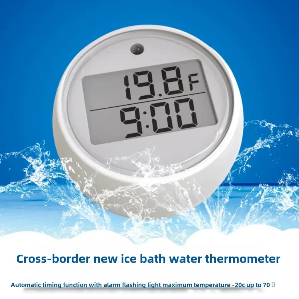 Termometro di misurazione con indicatore automatico della temperatura dell'acqua del bagno di ghiaccio temporizzato, termometro elettronico, allarme impermeabile, bianco