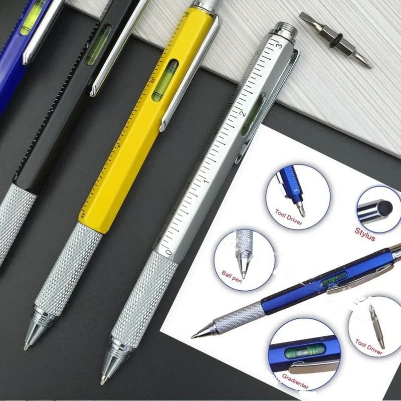 Multifunction Pen 7 in 1 with Modern Measuring Instrument, Technique Mesh, Screen Style, Screwdriver, Bubble Level Touch