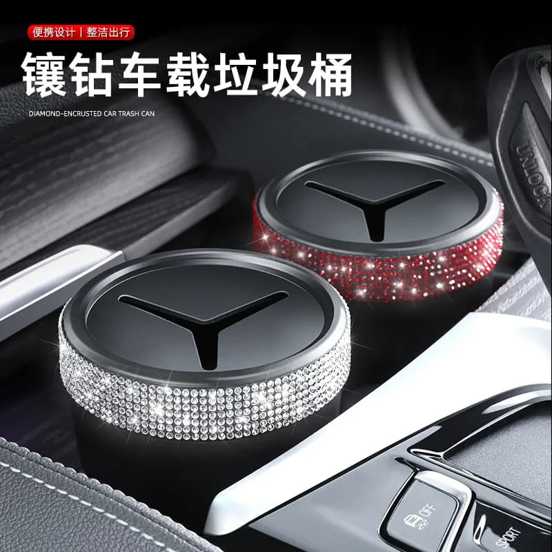 Scatola portaoggetti per auto montata su diamante Scatola portaoggetti per secchio per detriti per auto Mini pattumiera per auto Console centrale Scatola portaoggetti per monete Forniture