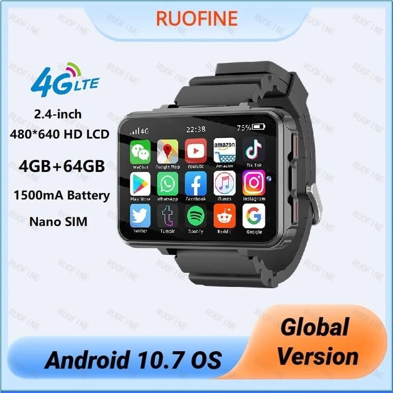 4G LTE Android Smartwatch 2025 Orologio connesso Uomo Sim Card Telefono Mobile 2.4 pollici 1.4GHz Elettronica Smart Watch Nuovo nel mondo