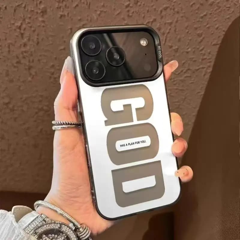 GOD Pattern Fashion Phone Case for iPhone 11 - 17 Pro Max/Plus/Air | TPU Laser Craft Design | Anti-Drop Protection Cover
