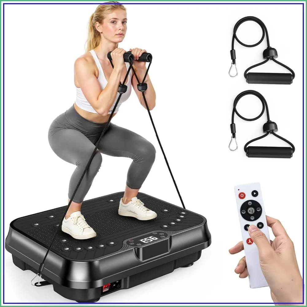 Vibration Plate Exercise Machine for Weight Loss - 100-Speed Platform with Remote & Resistance Bands, 450 lbs Capacity, Quiet Full Body Workout for Home