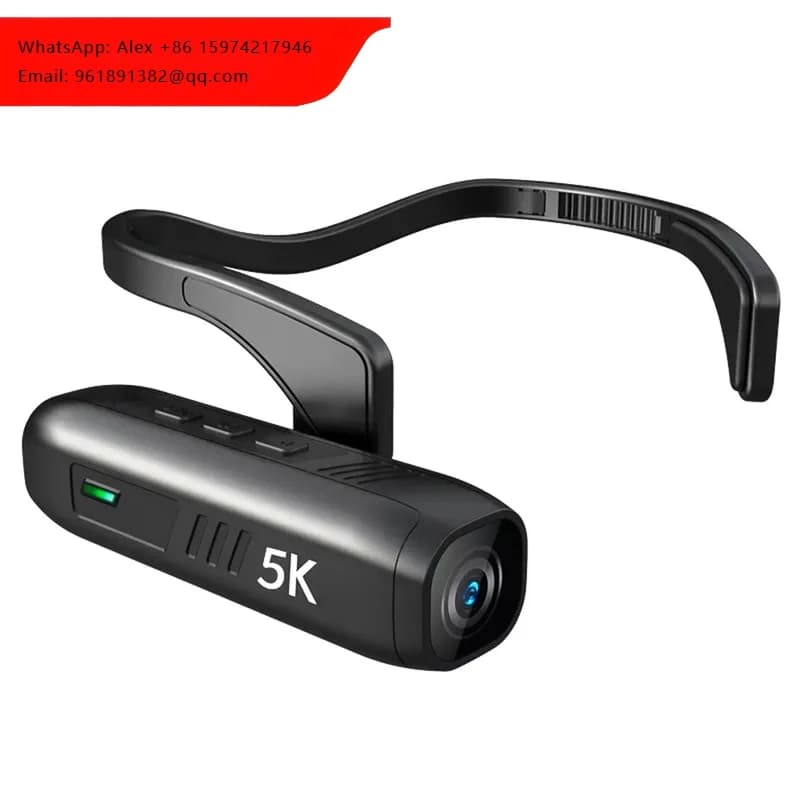 Videocamera Indossabile 5K con Montaggio su Testa, WiFi, 30MP, Anti-shake, Impermeabile IPX5