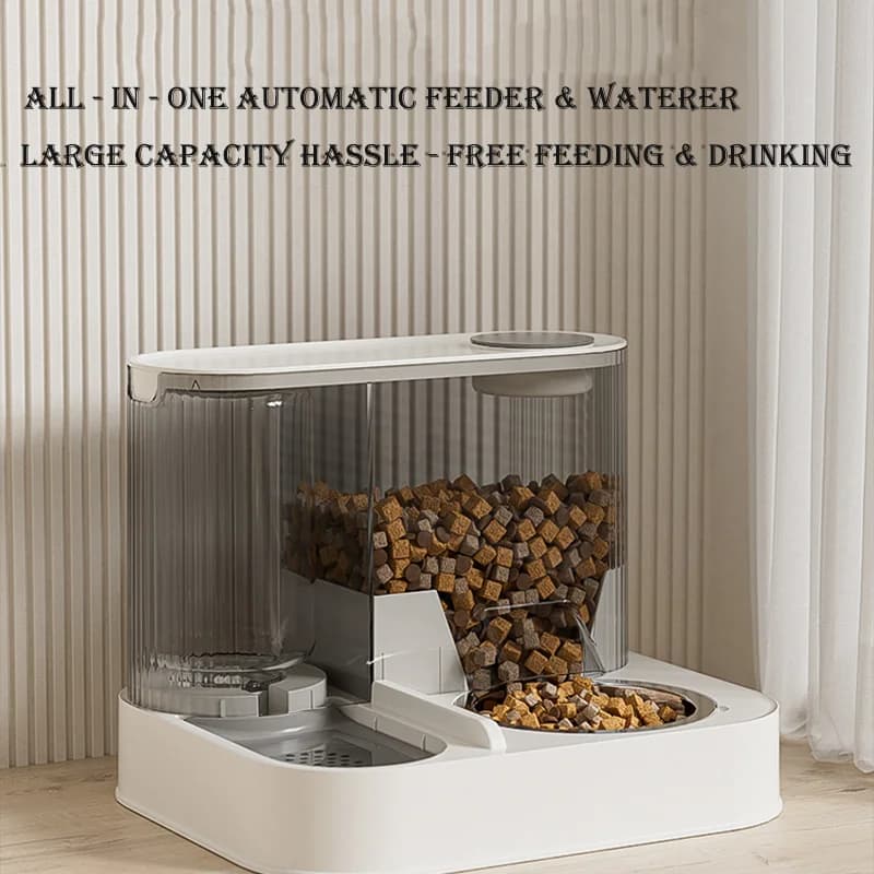Stainless Steel Automatic Pet Feeder And Water Dispenser 2-in-1 Double Bowl Anti-Leakage for Cats And Dogs Food & Water Bowl