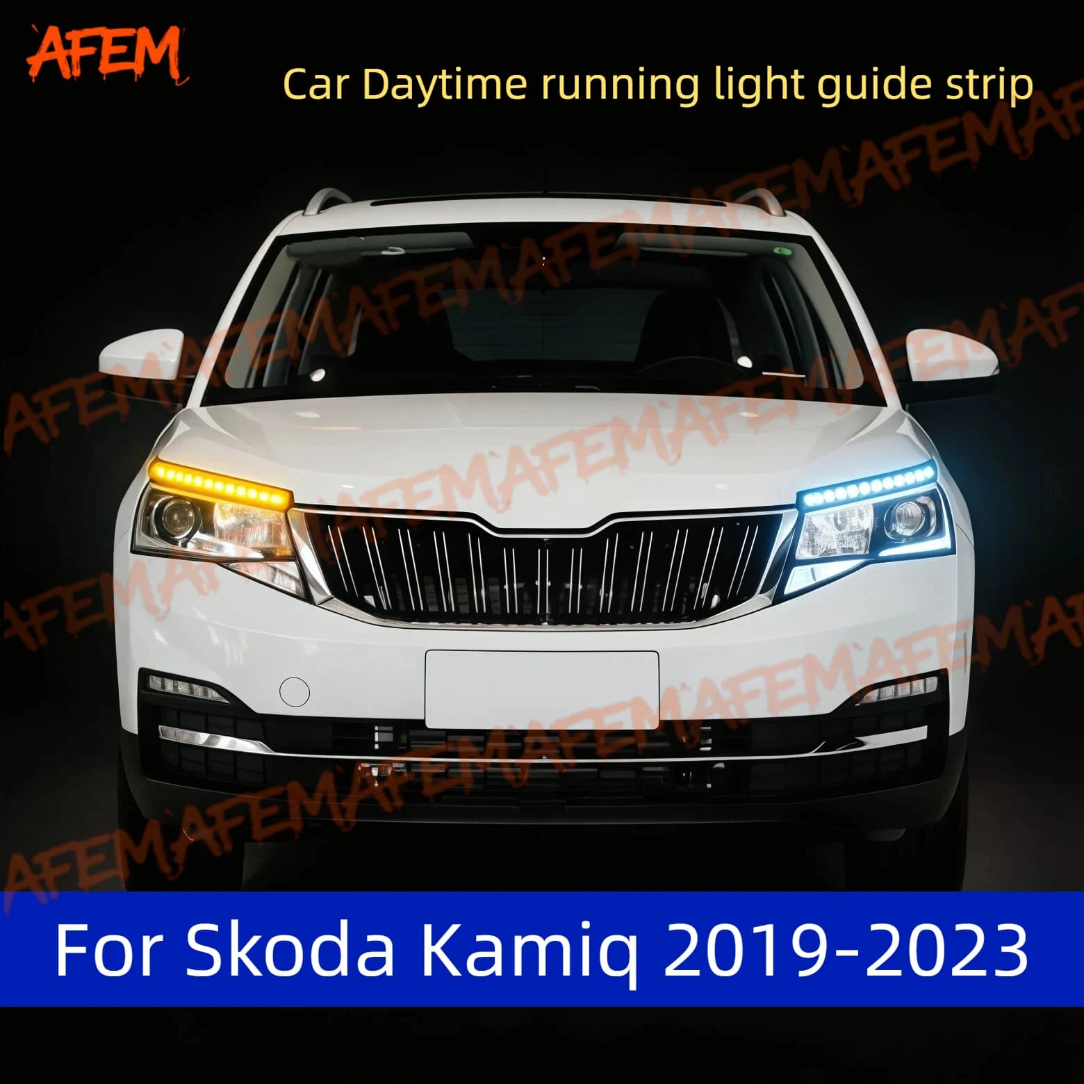 2Pcs 12V Led Guide Strip Headlight For Car Daytime Running Lights Turn Signal DRL Car Modification For Skoda Kamiq 2019-2023