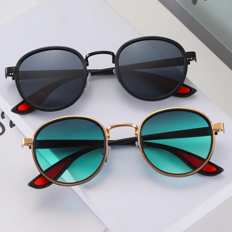 Vintage Trendy Round Sunglasses Woman Man Brand Designer Sunglasses Fishing Guide Shades Lady Man UV400 Protective Glasses
