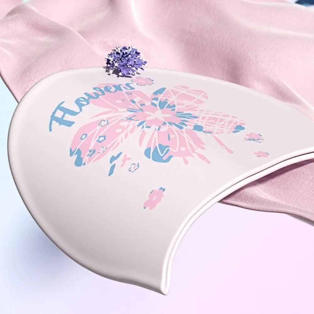 Extra Large Swimming Caps No Tightening Ear Protection Silicone Swim Caps Fashionable Printed Waterproof Cartoon Swim Caps