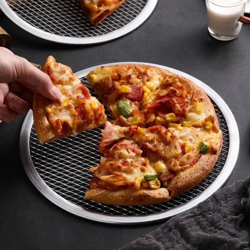 10/12 Inch Seamless Aluminum Pizza Screen - Non Stick Metal Net Baking Tray Essential Bakeware Kitchen Tools for Homemade Pizza