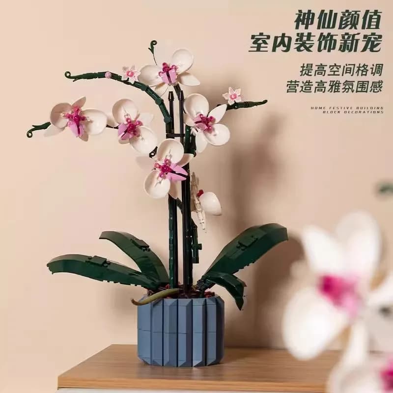 Icons Bouquet di Fiori Artificiali Orchidee in Vaso Modellino Mattoncini da Costruzione Giocattoli per Ragazze Fai da Te Regalo per la Mamma per Adulti