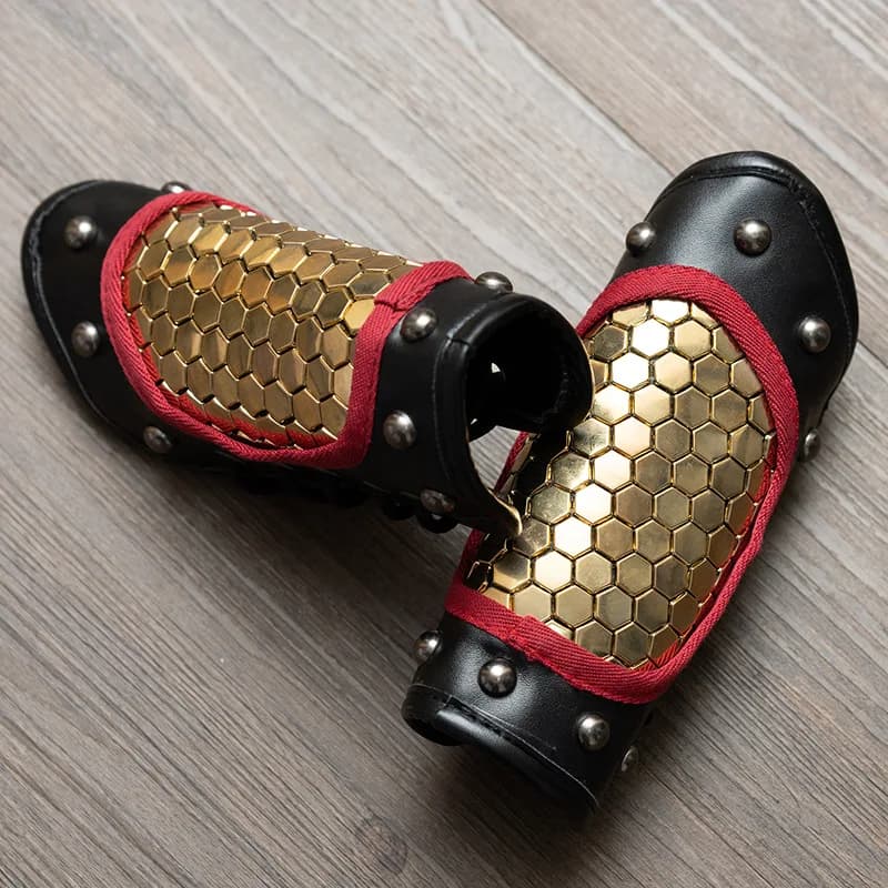 Ancient Hanfu Wrist Guards PU Leather Dragon Scales Armor Chinese Swordsman Ming Dynasty Archery Guard Cosplay Costume Bracer