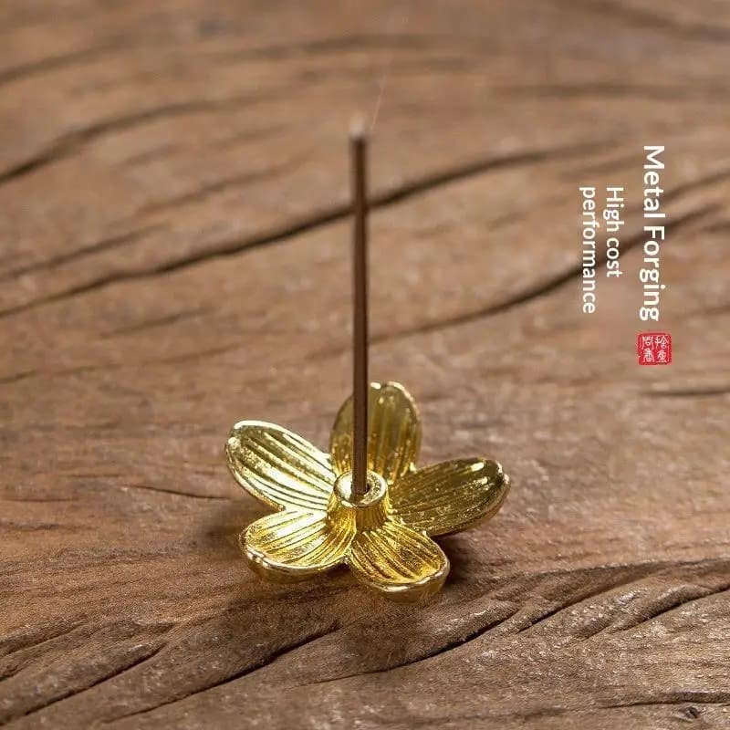 Small Sakura Incense Stick Holder Alloy Craft Handmade Sakura Incense Insertion Cute Cherry Flower Incense Tray Desktop