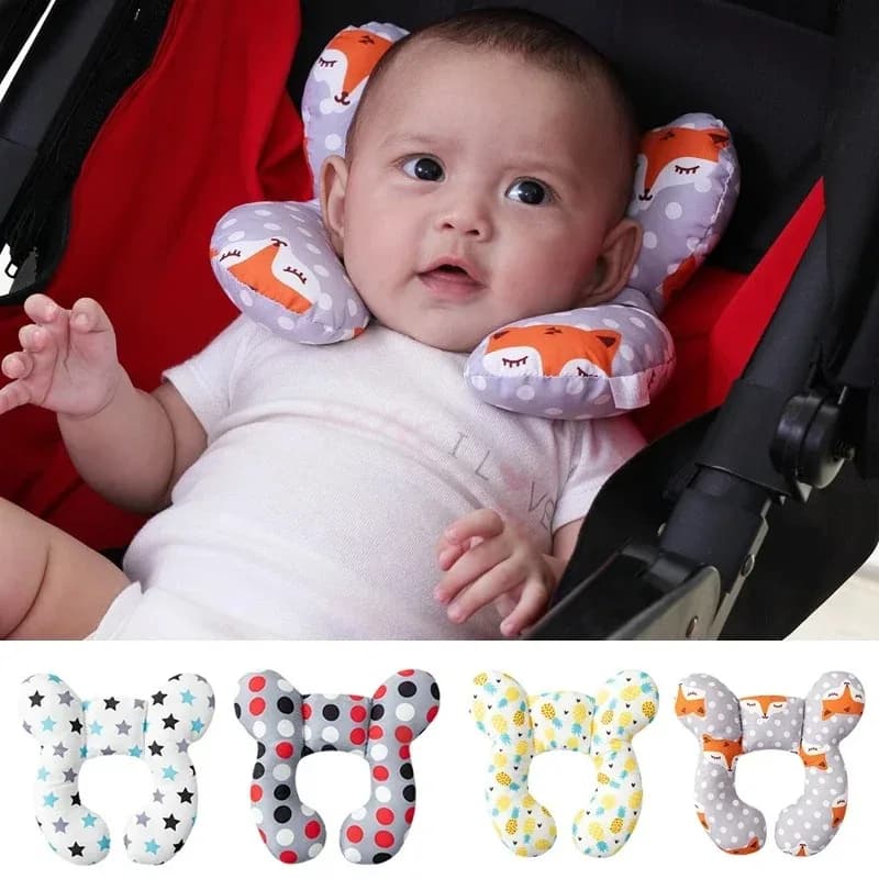 Cuscino multifunzionale per passeggino Nuovo cuscino a forma di U per bambini con disegni animati, morbido cuscino per neonati, cuscino da viaggio per auto per bambini