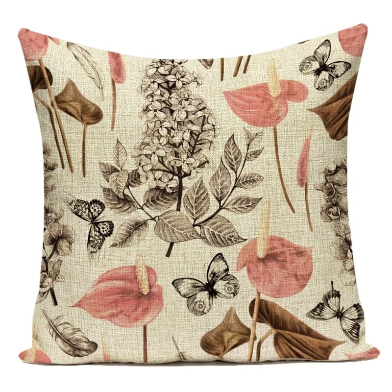 Federa per cuscini decorativi in lino di cotone Fodera per cuscino per cuscino per piante di fiori 3D per divano Federa per decorazione del soggiorno di casa