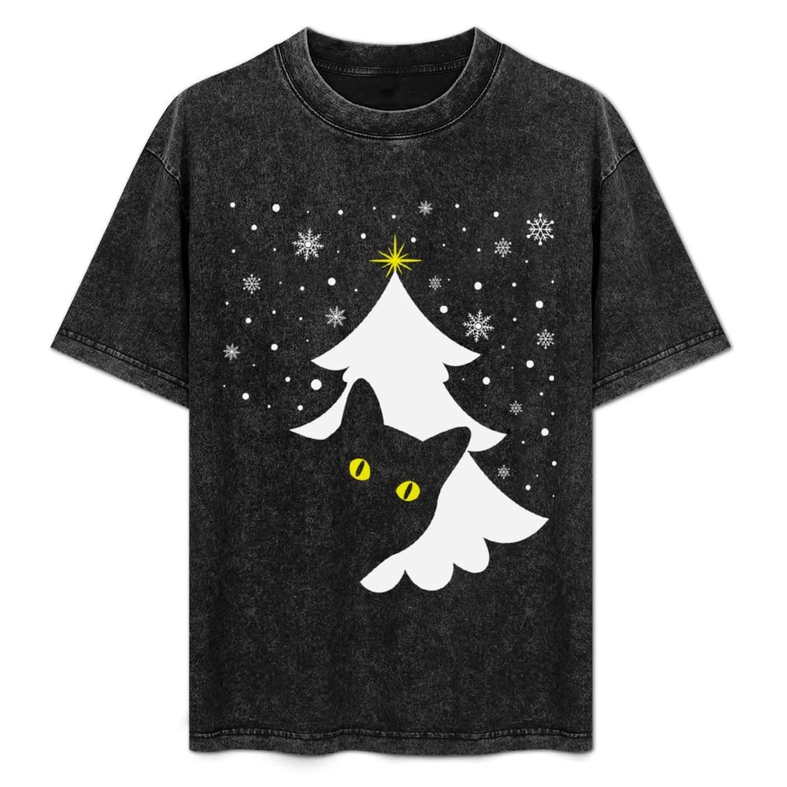 Maglietta Black Cat Christmas Tree Gift For Cat Lovers, maglietta sportiva traspirante per uomo