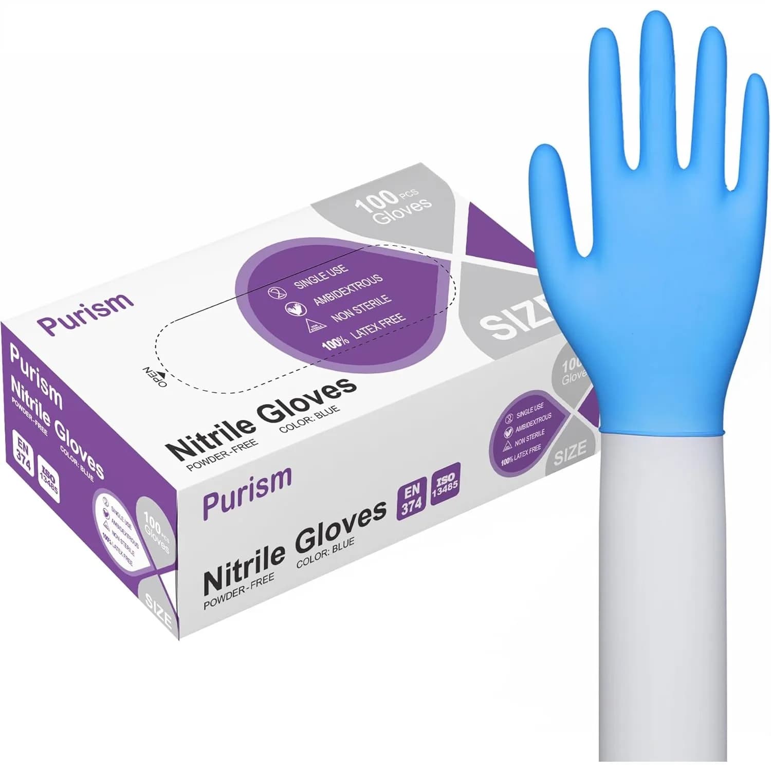 Guanti in Nitrile Monouso 100/1000 Pezzi Blu Senza Lattice Senza Polvere S M L XL
