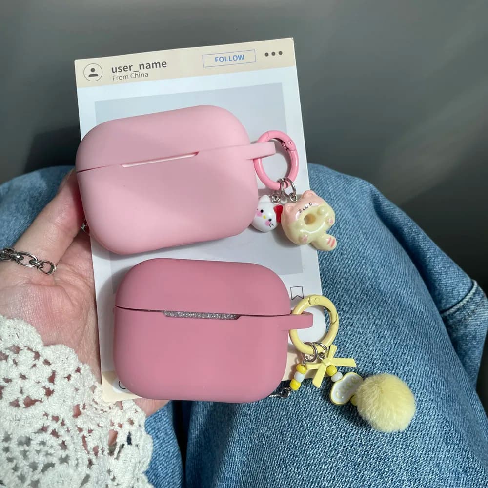 AirPods Pro3 2025 Cover with Hairball Keychain for AirPods 1 2 3 Pro 2nd 3rd Gen Soft Cases