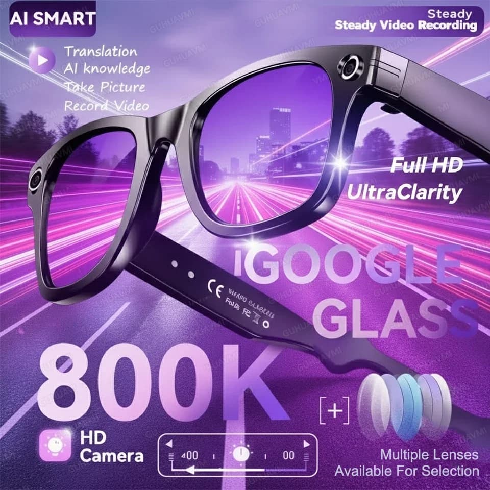 diWorld premiere sole 800W pixel 4K HD AI camera sunglasses, Bluetooth calls, voice translation assistant, smart glasses