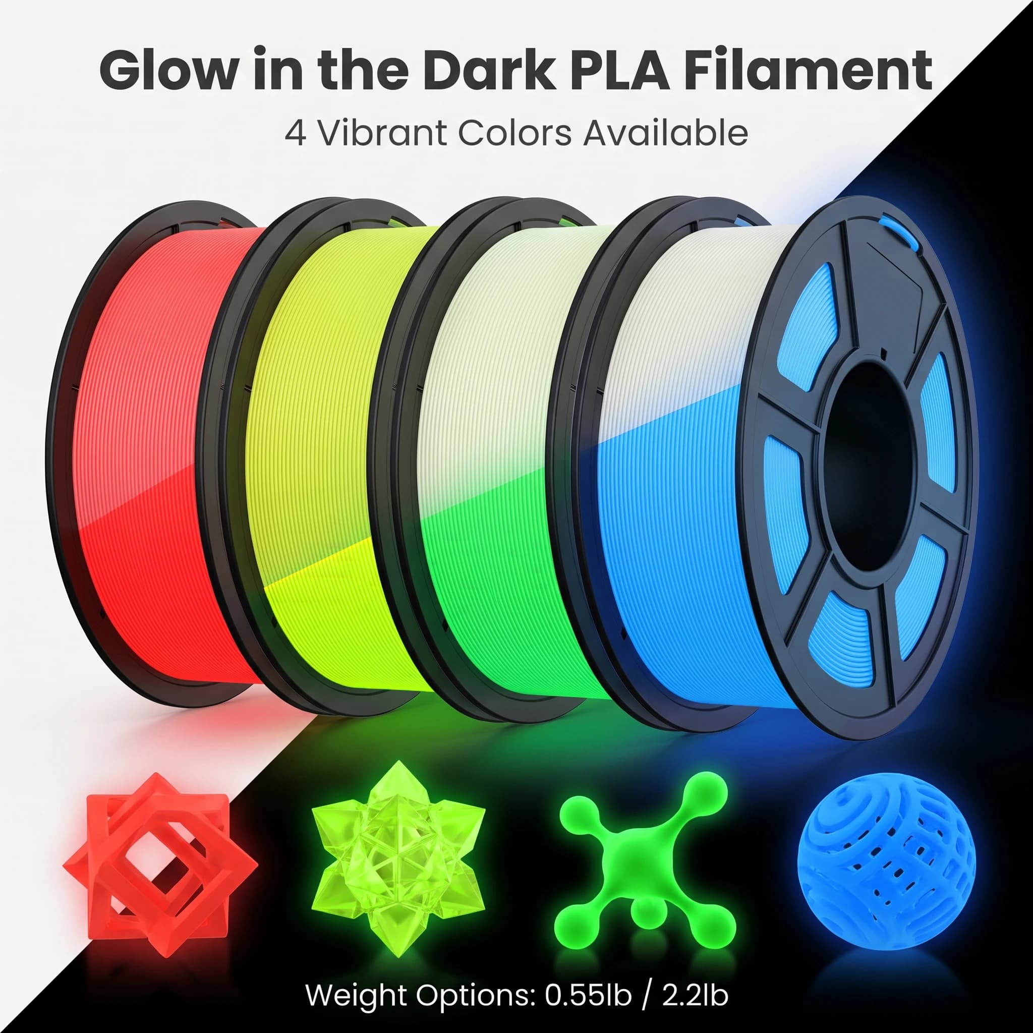 Glow in the dark 3D printer PLA filament 1.75mm luminous printing material for FDM 3D pen DIY crafts