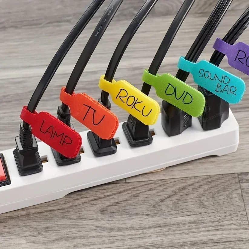 Fascette per cavi durevoli casuali Fascette per cavi multicolori durevoli da 32 pezzi Etichette per cavi da scrivere per l'organizzazione e l'identificazione Nessuna batteria