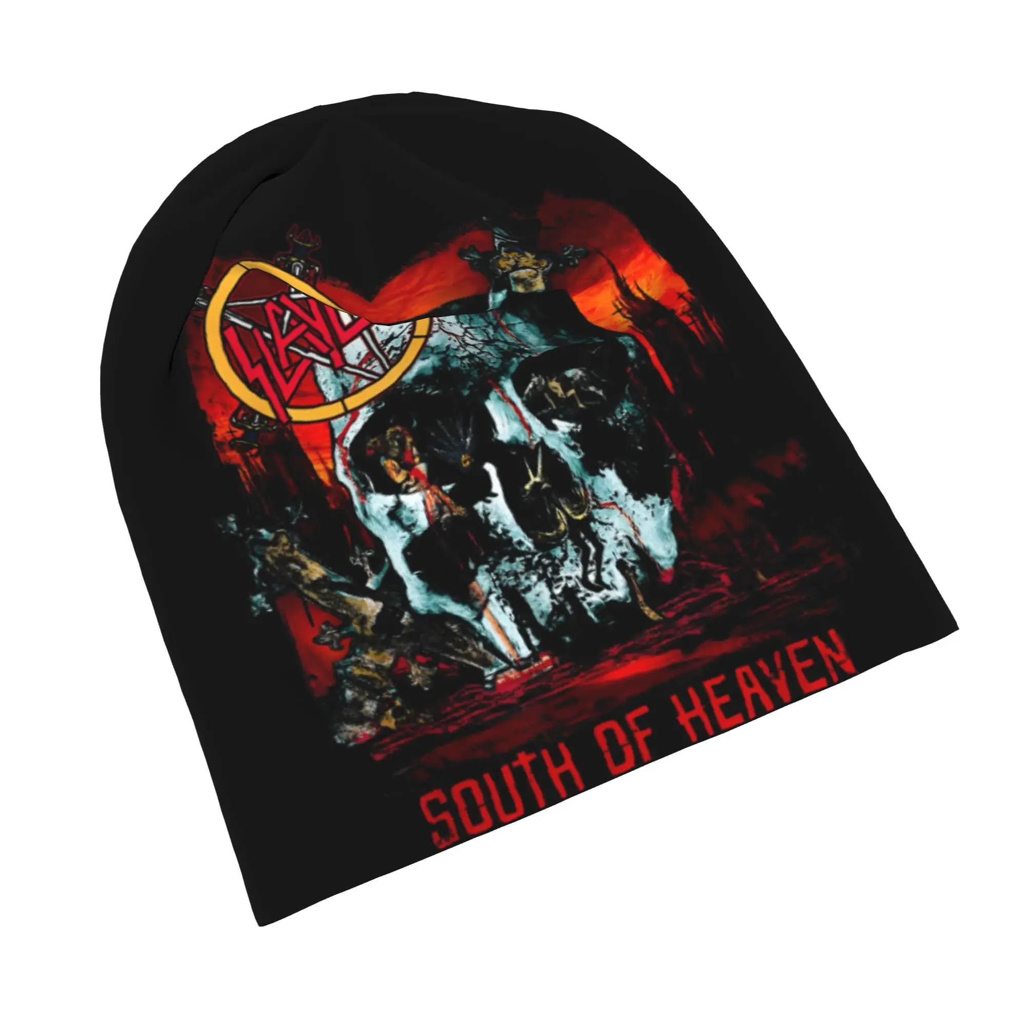 South Of Heaven Skull 1980s Metal Band Skullies Beanies Hat Slayer Winter hat for outdoors, hot and multifunctional
