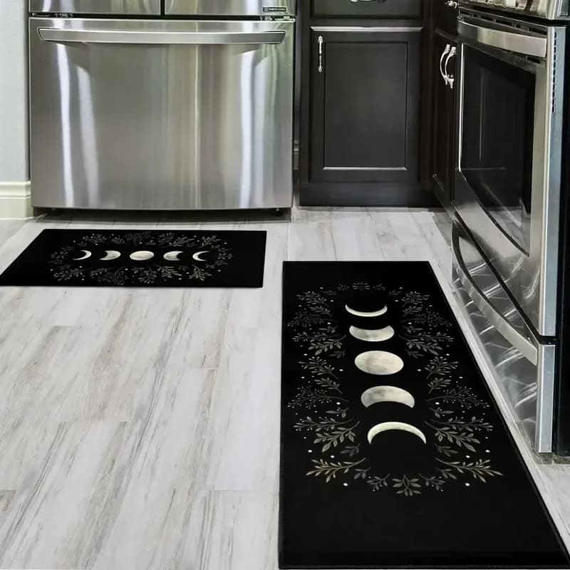 VIKAMA Materiale aggiornato Medio Oriente Nero Gotico Luna Tappeto da preghiera Soggiorno Camera da letto Cucina Bagno Tappeto Tug Zerbino Decorazioni per la casa