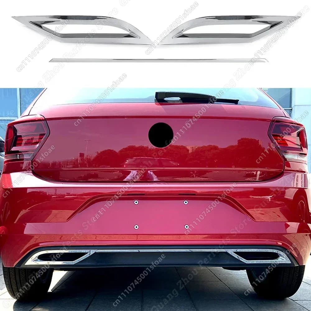 For VW Polo 6 MK6 3 pcs rear bumper diffuser Lip Spoiler vent exhaust strip cover Trim 2017-2021 Pre-lifting Body Kit