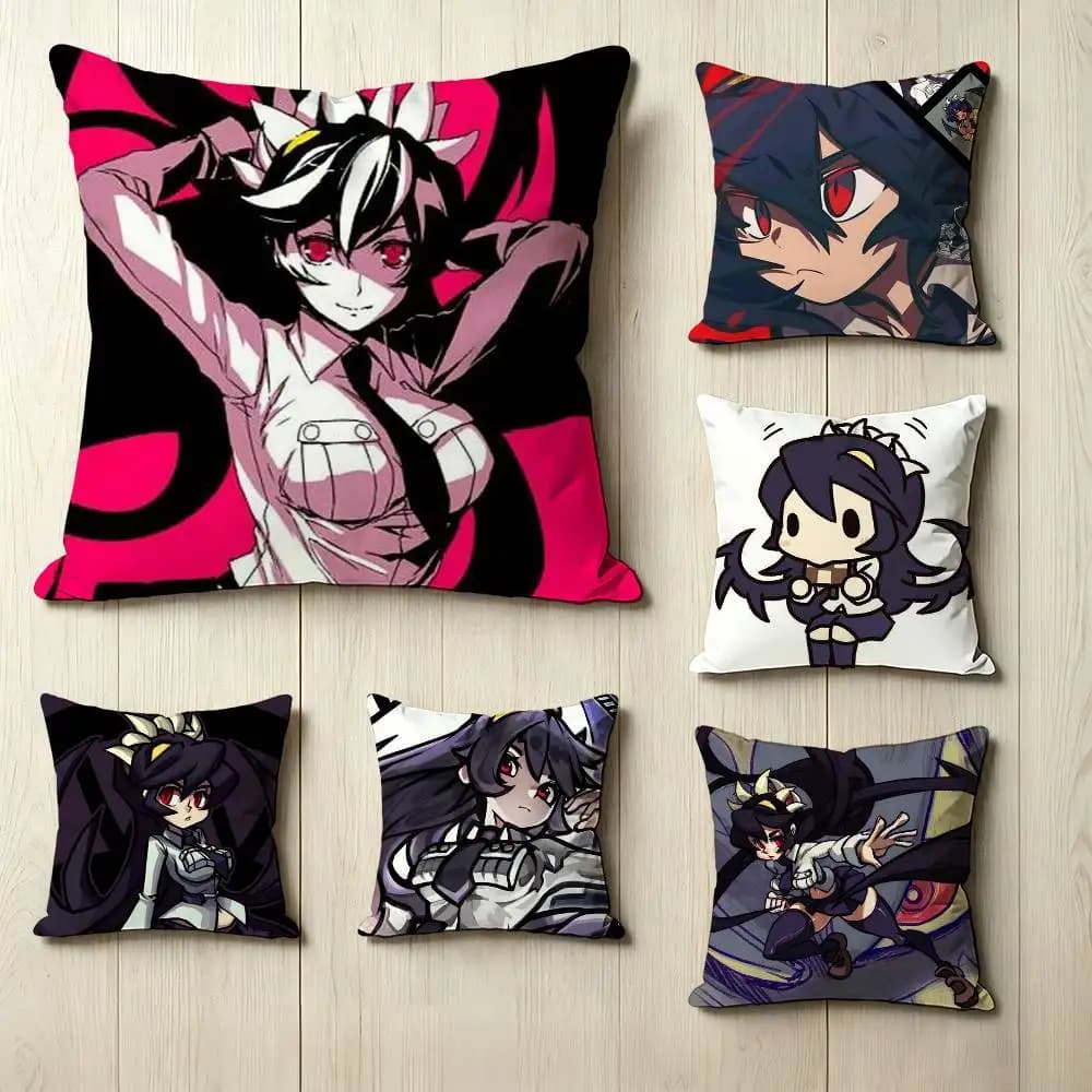 High school girl S-Skullgirls-S F-Filia Square Double-Sided printed Pillow Case Bedroom Bedside Pillow Sofa Cushion Cover