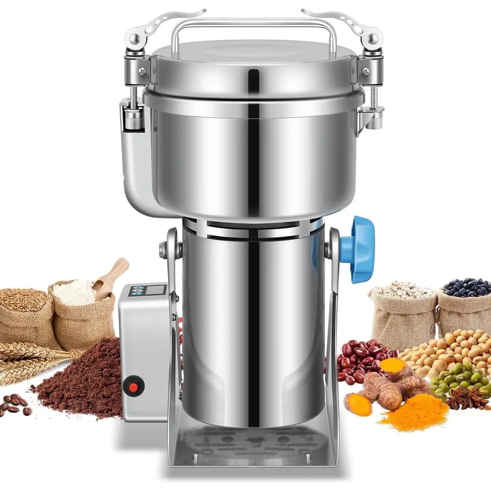 Macinacereali Elettrico Commerciale da 1000g per Spezie, Erbe, Cereali Secchi, Caffè, Mais e Fagioli - Certificato CE