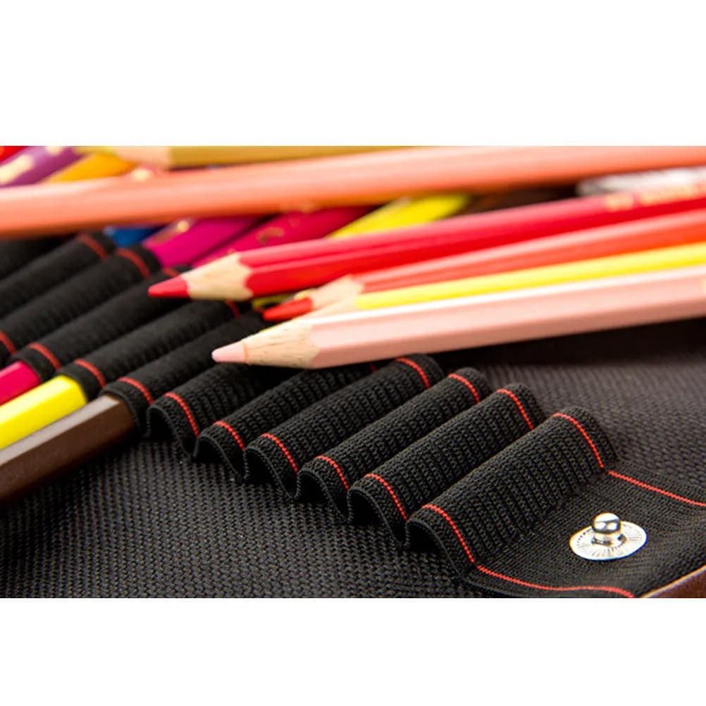Astuccio Arrotolabile in Tela per Matite, Portamatite Colorati con 48 Scomparti, Compatto e Leggero, per Studenti d'Arte