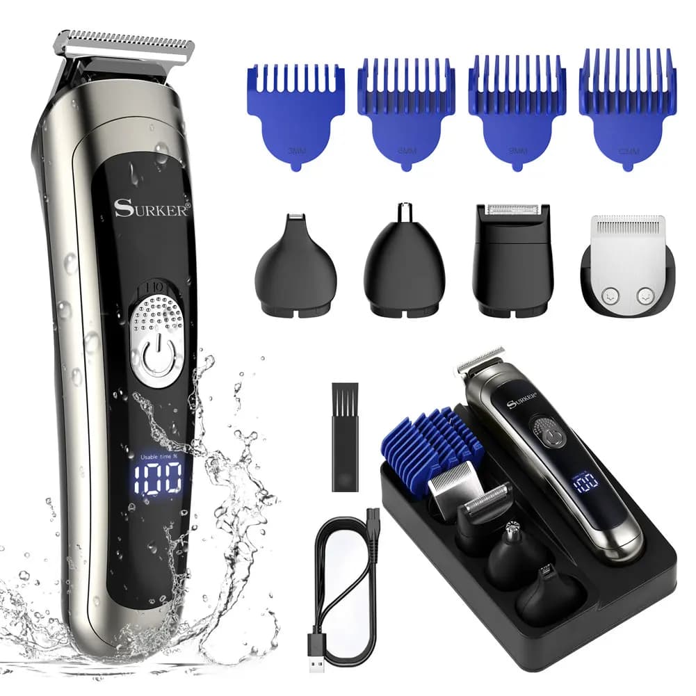 5in1 Surker Electric Razor Man Razor Rechargeable Barbary Knife Basin Domestic Folding knife Three Tips Water Washing