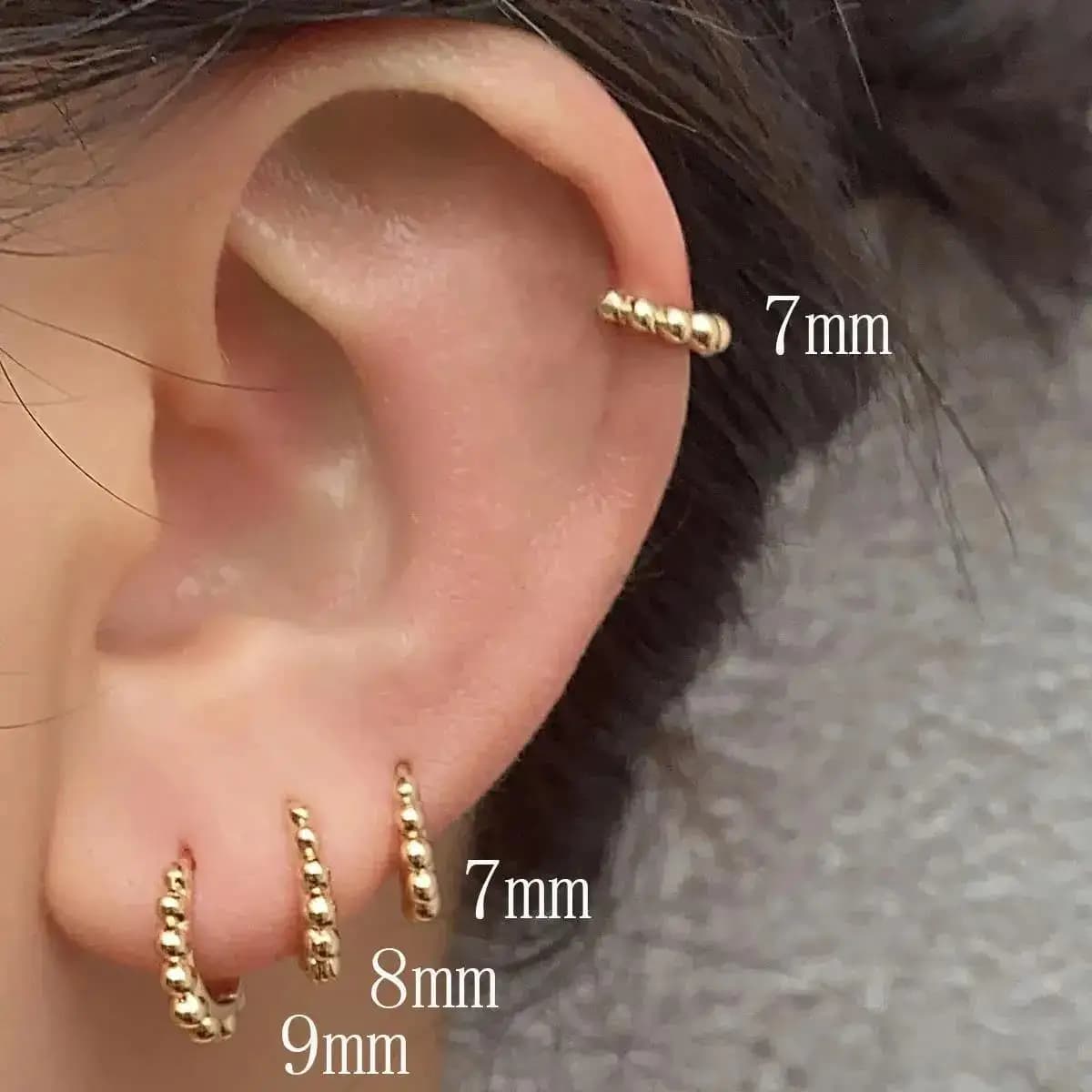 Orecchini a Cerchio Piccoli con Perline 2PC 6/7/8/9mm, Orecchini a Cerchio Piccoli Placcati Oro 18K alla Moda, Orecchini a Cerchio in Metallo per Donna, Gioielli Trendy per Piercing