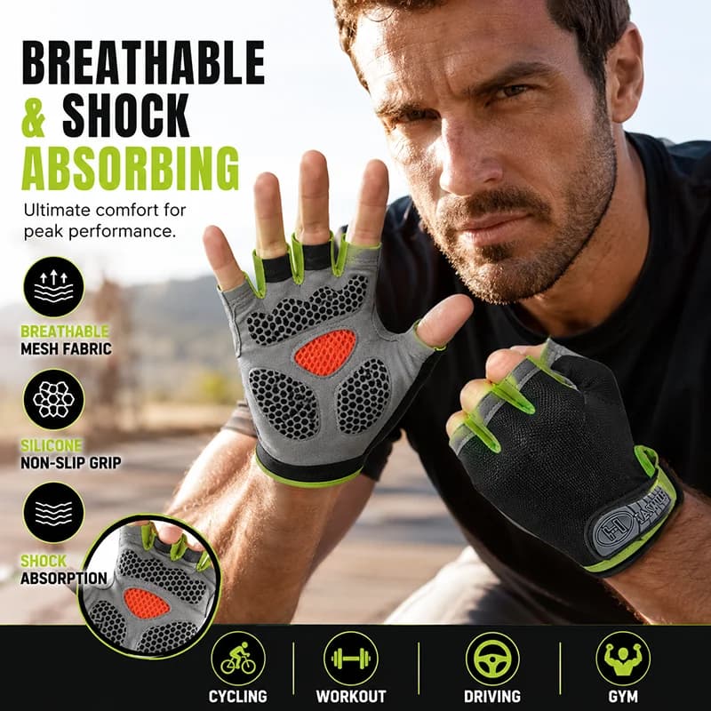 Guanti Estivi per Fitness Mezze Dita per Uomo e Donna, con Palmo Antiscivolo Migliorato, Assorbimento degli Urti, Traspiranti, per Ciclismo Outdoor