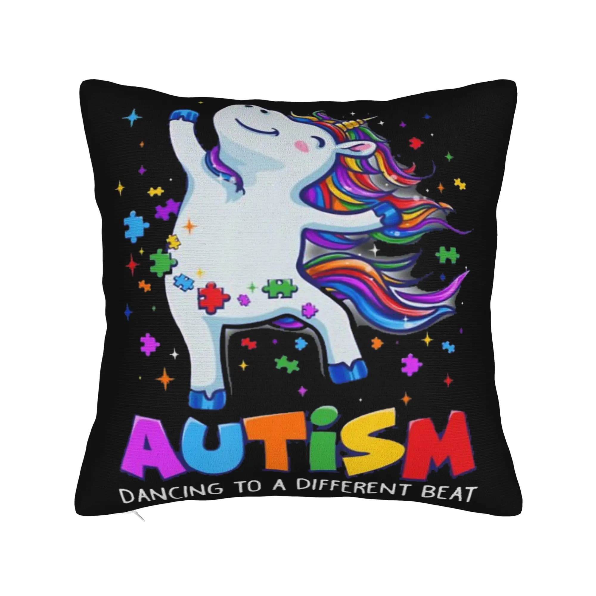 Decorative Pillow Covers Dabbing Puzzle Autism Awareness Merchandise Seater Pillow Case Cover Square Multiple Sizes