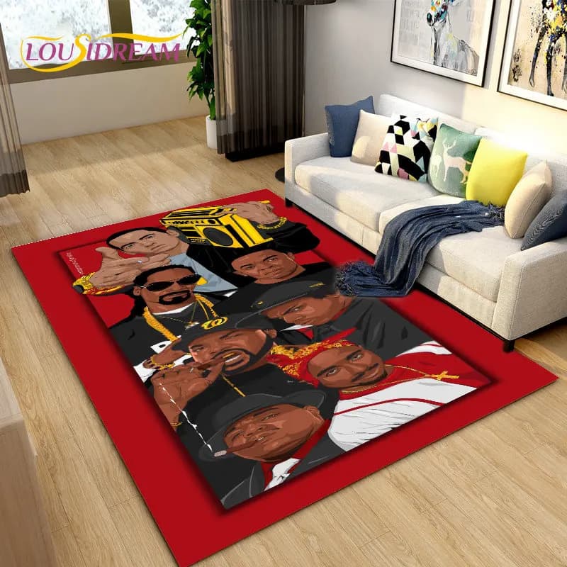 Hip Hop Art Rapper Legend Star Area tappeto grande, tappeto tappeto per soggiorno camera da letto divano zerbino decorazione, tappetino antiscivolo per bambini