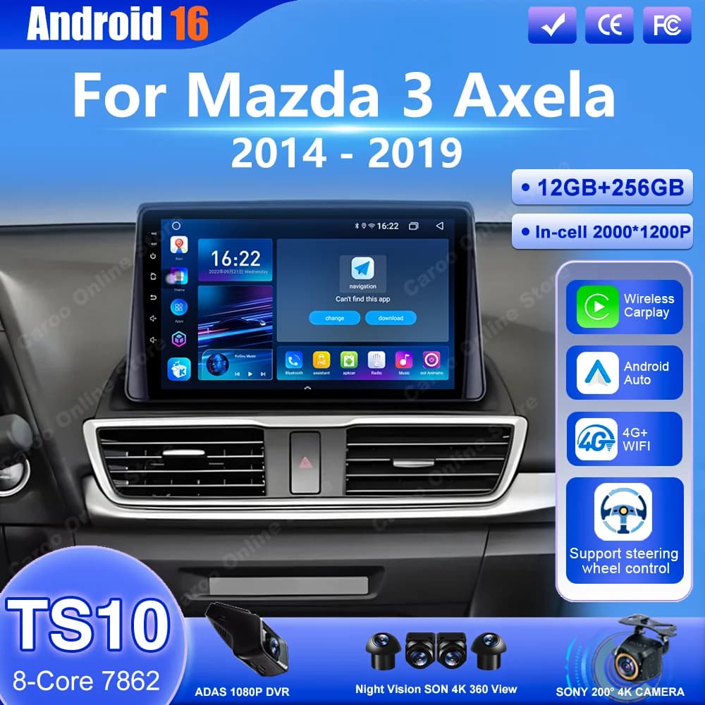 Android 16 Wireless Carplay Auto For Mazda 3 Axela 2014 2015 2016 2017 2018 2019 Car Radio Stereo Multimedia Player GPS 4G WIFI