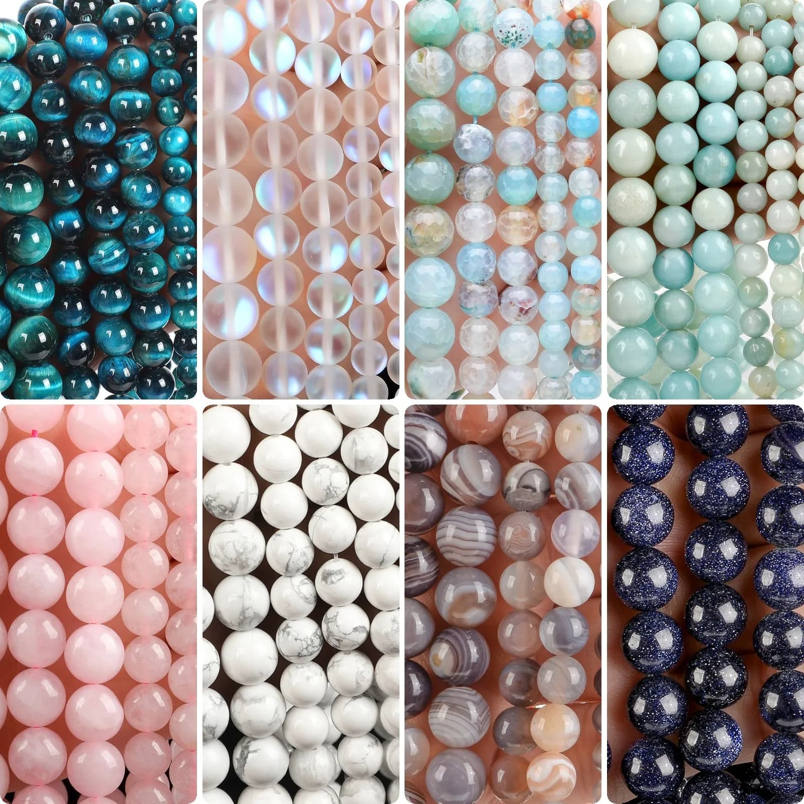 Natural Stone Beads Tiger Eye Lava Rose Quartzs Crystal Round Agate stone Beads for Jewelry Making Diy Bracelet 4 6 8 10 12mm