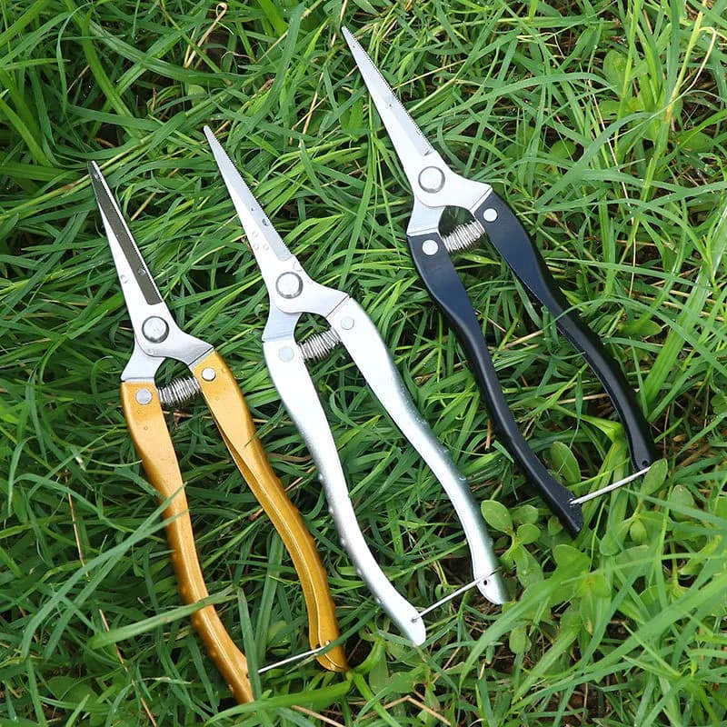 Stainless steel pruning shears for gardening tools with zinc alloy handle serrated shears for raw branches for fruit trees