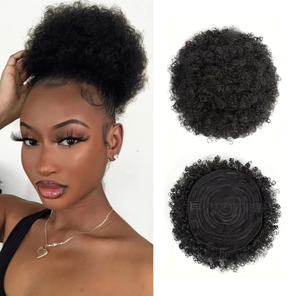 Afro crespo soffio 100% panini dei capelli umani coda di cavallo 12A brasiliano corto riccio coulisse estensioni della coda di cavallo per le donne nere