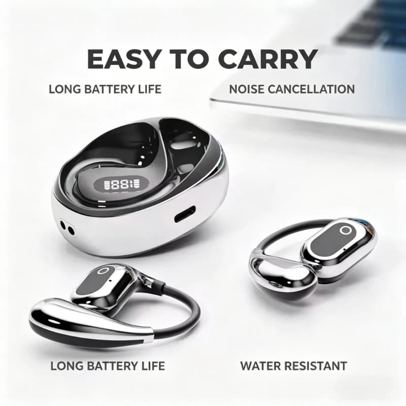 2026 New OWS Real Time Translation Earbuds Open-Ear Earbuds with LED Digital Display – No Ear Pain, Sports Ready