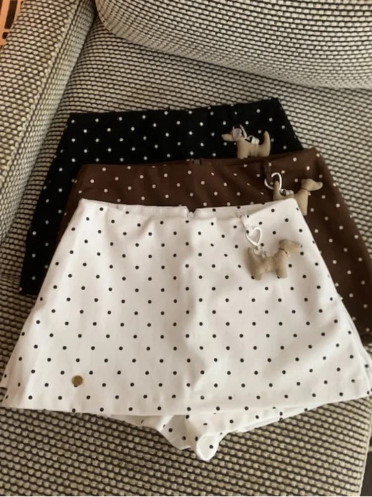 Gonna a vita alta stile coreano, dolce e versatile, a trapezio, da donna, nuova collezione estiva, slim fit, a pois, a mezza lunghezza