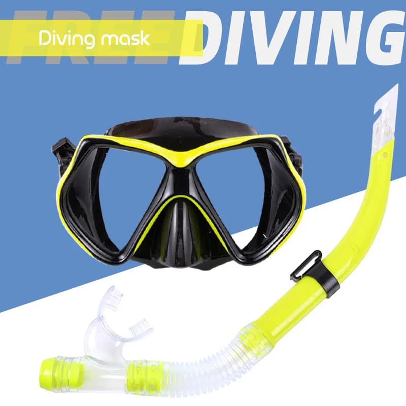 Adult Tempered Glass Diving Mask Semi Dry Snorkel Set Professional Scuba Snorkeling Gear Anti Fog Mask Goggles