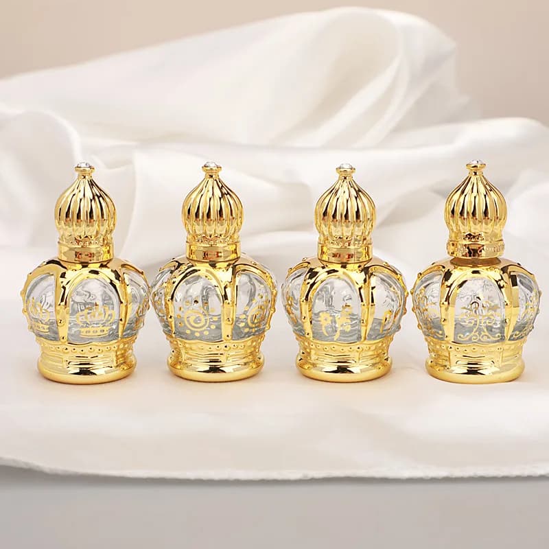 Bottiglia roll-on da 15 ml in vetro Lucifugal Mini contenitore per olio essenziale Bottiglia di profumo portatile per miscelazione Bottiglia roll-on vuota in oro